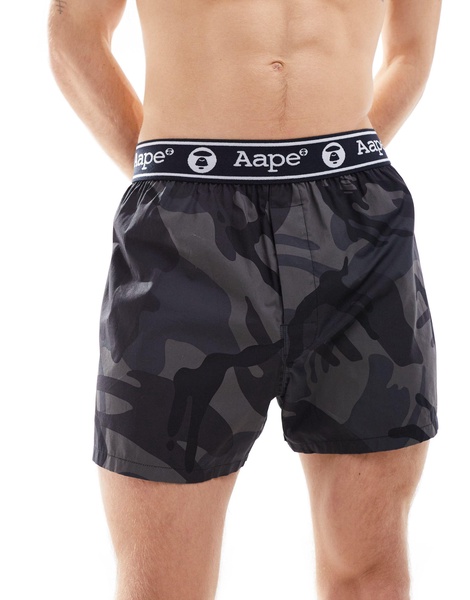 Aape By A Bathing Ape camo print boxer shorts in black