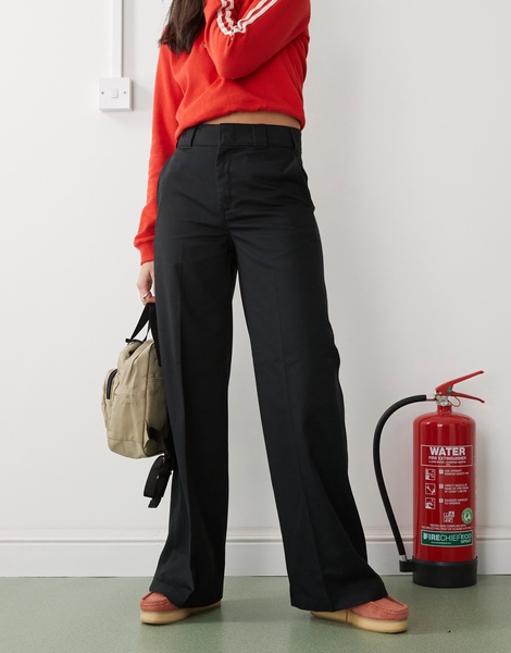 Dickies wide leg work pants in black