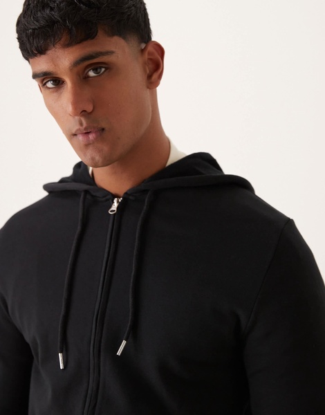 ASOS DESIGN essential zip up hoodie in black