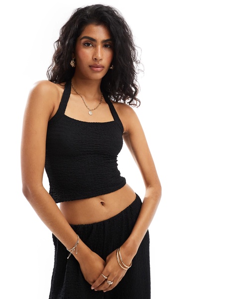 COLLUSION textured halter top in black - part of a set