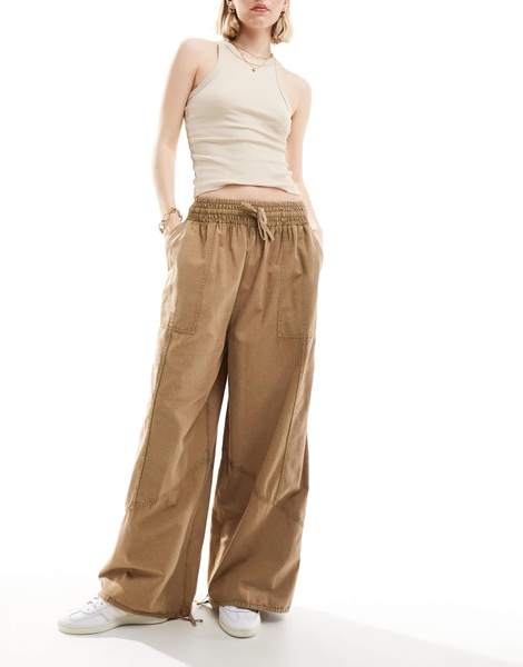 ASOS DESIGN baggy pull on pants in washed sand