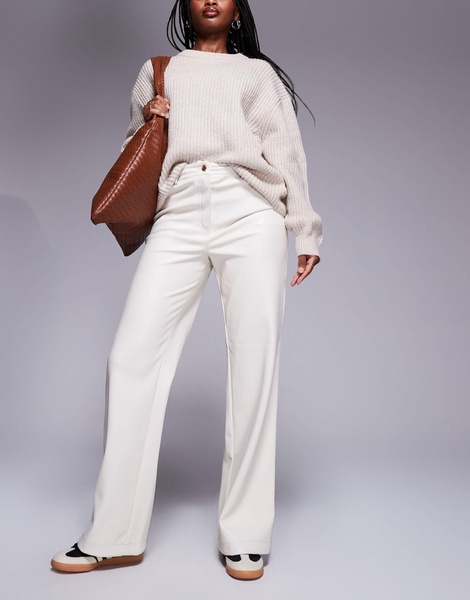 River Island faux leather relaxed straight pants in cream