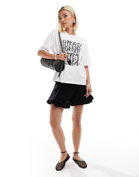 Noisy May oversized t-shirt with whatever print in white