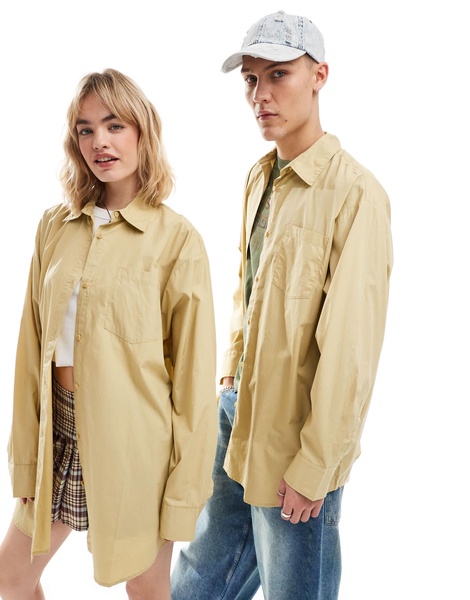 COLLUSION Unisex oversized cotton shirt in sand