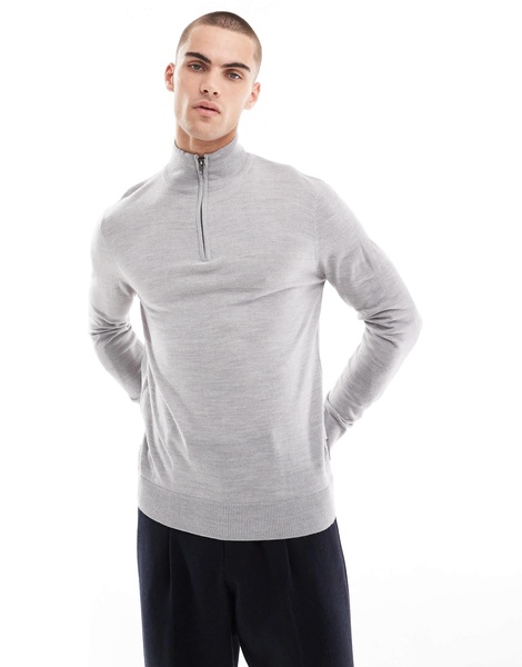 French Connection soft touch half zip sweater in light gray