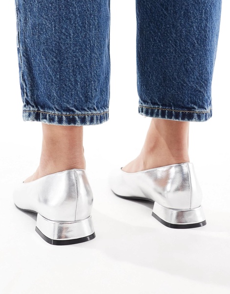 ASOS DESIGN Wide Fit Lavinia ballet flats in silver