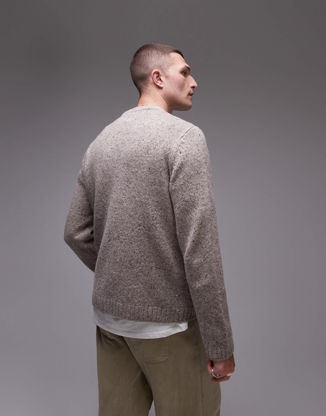 ARKET relaxed fit wool blend textured sweater in beige