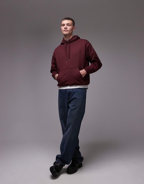 ARKET relaxed terry hoodie in burgundy