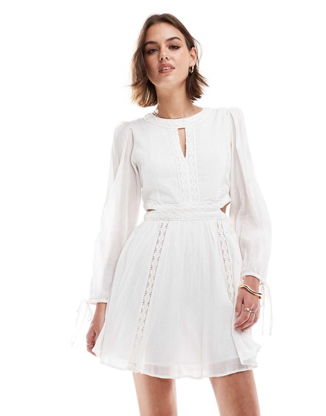 Mango eyelet mini dress in white