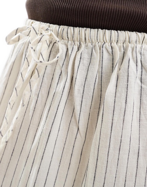 Cotton On tie waist maxi skirt in linen mix stripe