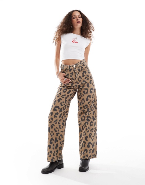 COLLUSION X002 baggy jeans in washed leopard print