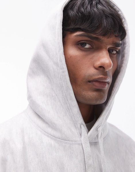 ARKET oversized heavyweight hoodie in light gray melange