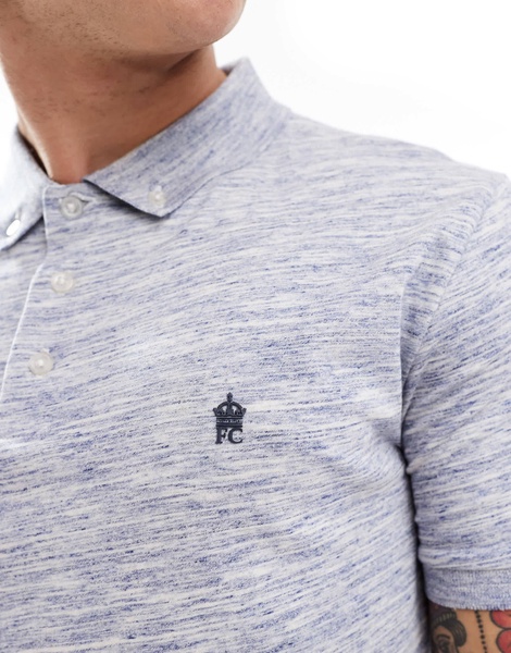 French Connection injection polo in light blue melange