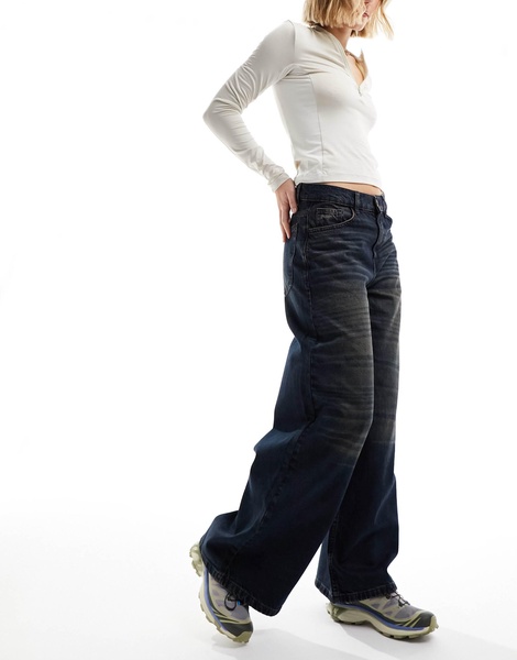 COLLUSION x013 mid rise wide leg jeans in dark wash