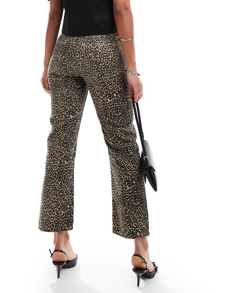 Mango leopard print straight leg jeans in brown