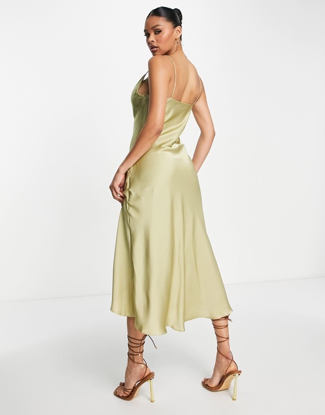 Trendyol midi cami dress in sage satin