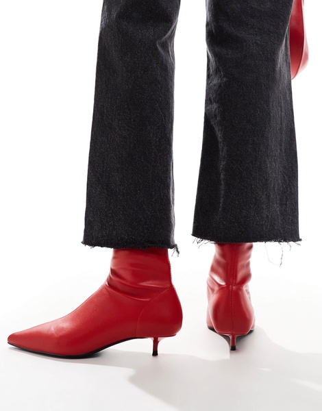 ASOS DESIGN Rhiannon extreme kitten heel sock boots in red