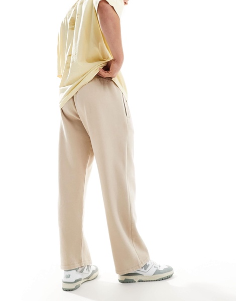 ADPT oversized wide fit sweatpants in washed beige