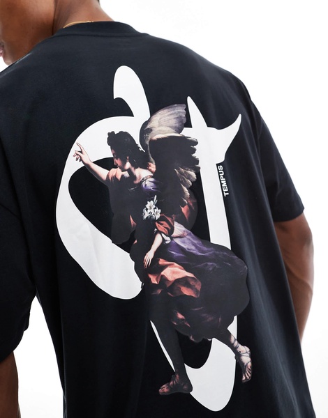 ASOS DESIGN oversized T-shirt in black with renaissance back print