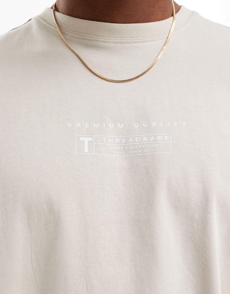 Threadbare oversized back print logo T-shirt in stone