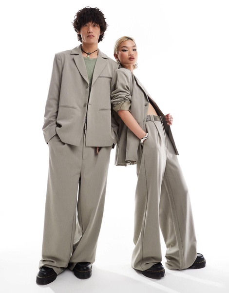 COLLUSION Unisex ultimate suit jacket in stone - part of a set