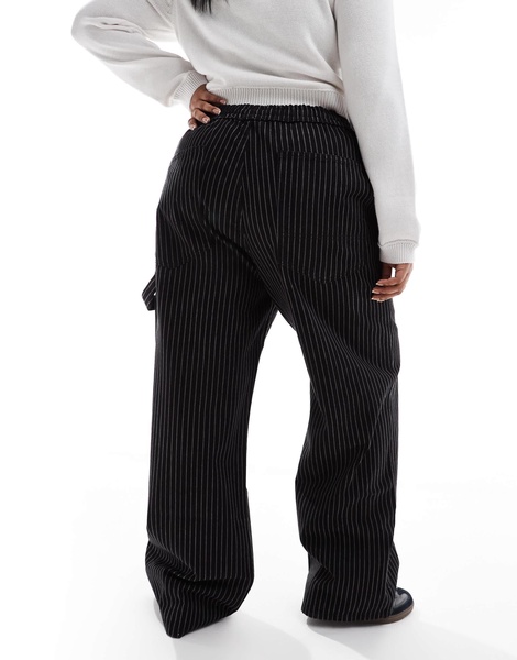 COLLUSION Plus pull on jeans in black stripe