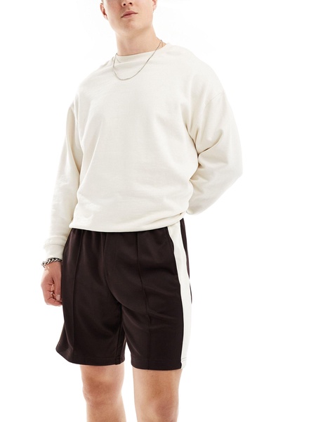 ONLY & SONS pull-on shorts with side stripe in brown