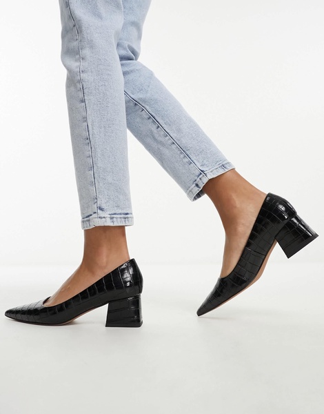 ASOS DESIGN Saint block mid heeled shoes in black