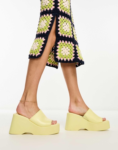 ALDO Betta wedge sandals in pastel yellow leather