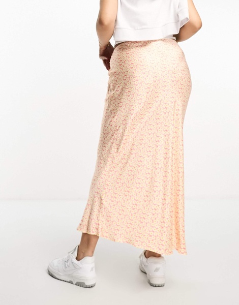 River Island Plus satin maxi skirt in light pink