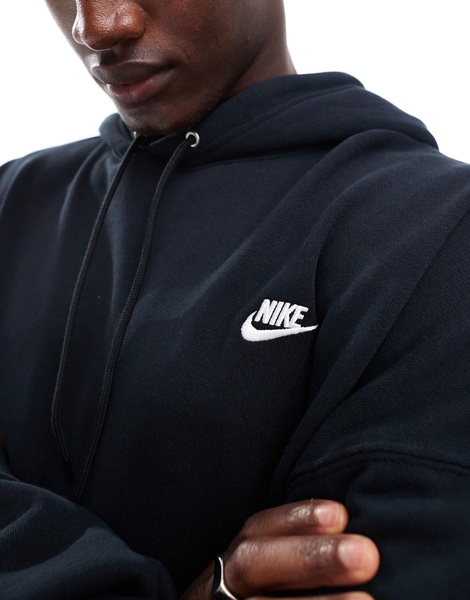 Nike Club french terry oversized hoodie in black