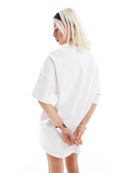 Noisy May oversized t-shirt dress with slogan in white