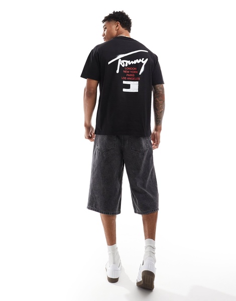 Tommy Jeans graffiti signature backprint T-shirt in black