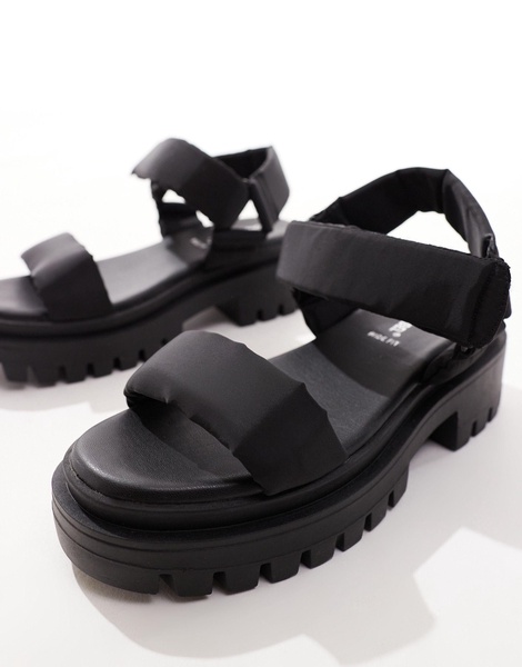 London Rebel wide fit chunky tech sandals in black