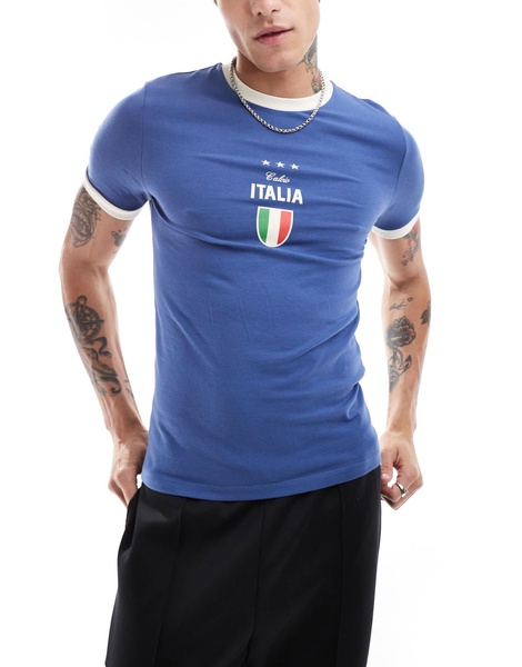 ASOS DESIGN muscle fit football T-shirt with Italia print