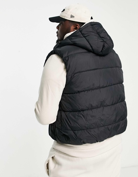 French Connection Plus puffer vest with hood in black