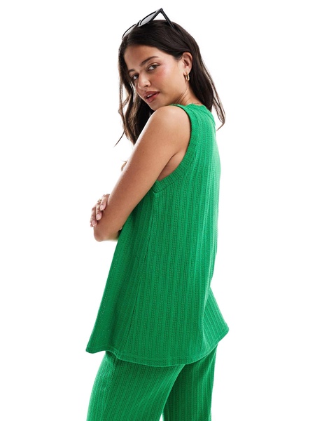 Mango textured vest in green - part of a set