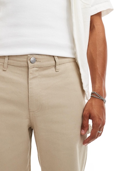 ADPT wide fit carpenter twill pants in beige