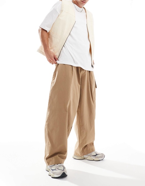 ASOS DESIGN balloon fit cargo pants in tan