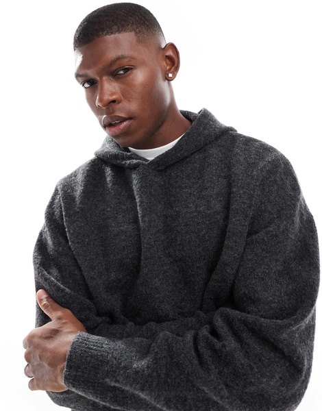 ADPT oversized knit hoodie in gray