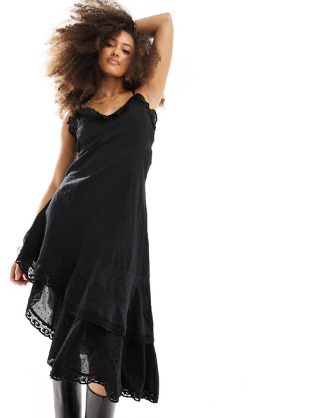 Cotton On asymmetric hem cami prairie dress in black