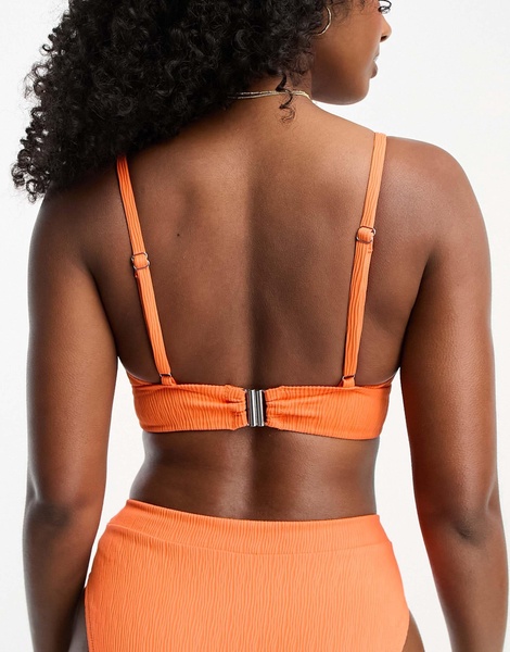 Lindex Kelly textured crop bikini top in orange