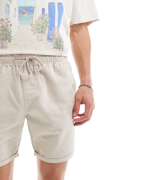 Brave Soul cotton chino shorts in light stone