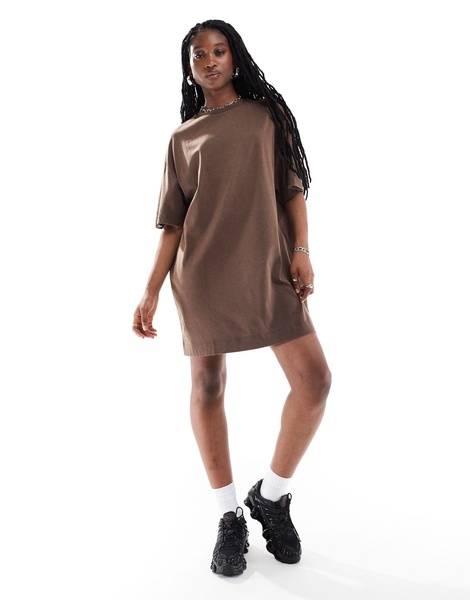 COLLUSION mini t-shirt dress in brown wash