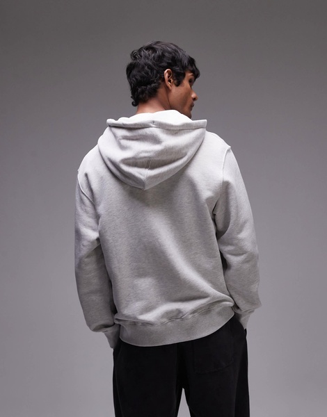 ARKET relaxed hoodie with zip front in light gray melange