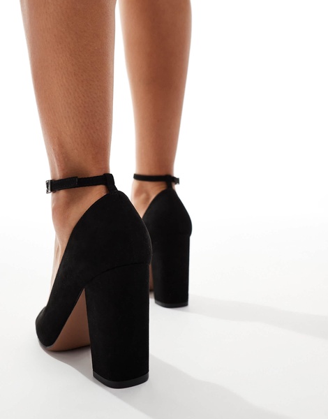 ASOS DESIGN Wide Fit Pebble high block heeled shoes in black