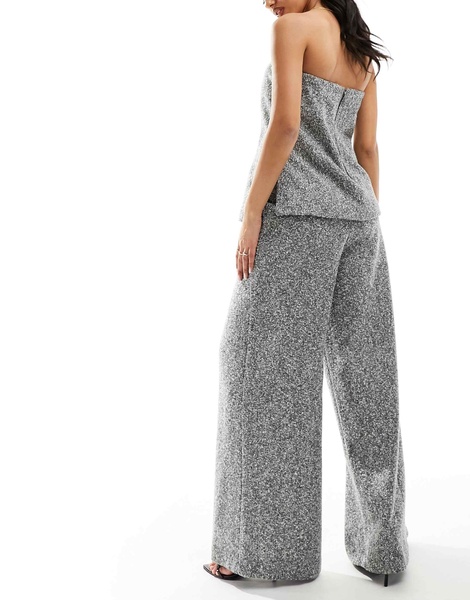 River Island wool wide leg dad pants in gray