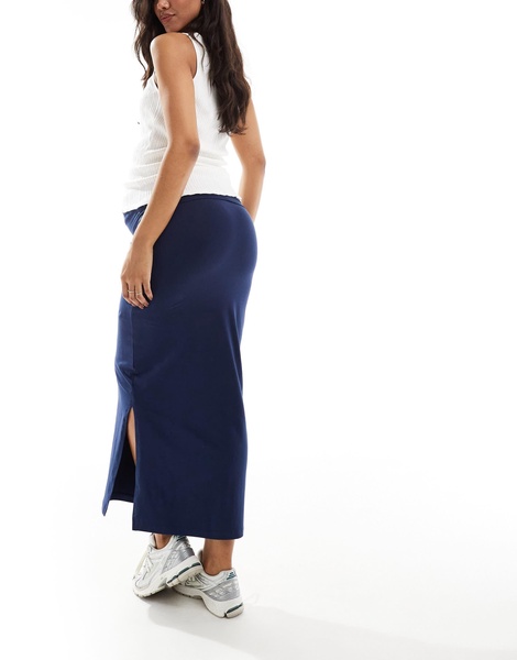 Mamalicious Maternity jersey over the bump maxi skirt in navy