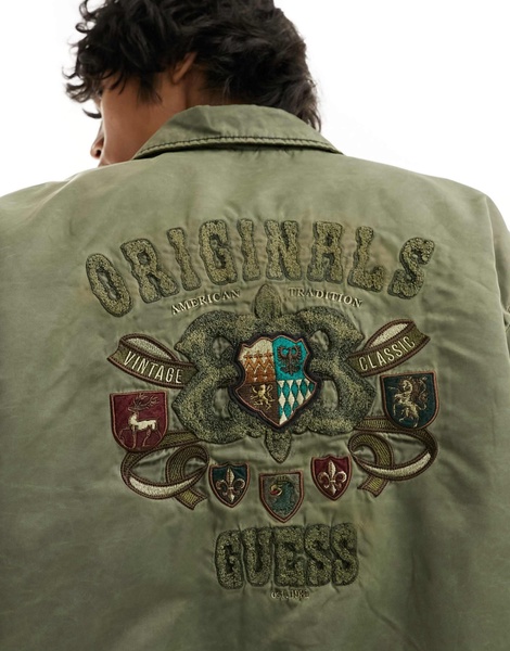 Guess Originals crest nylon jacket in khaki