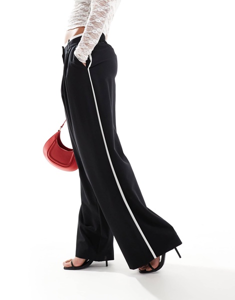 River Island side stripe pants in black